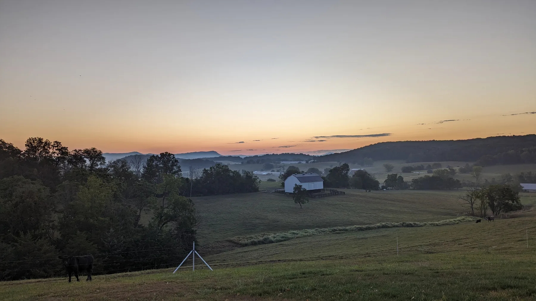 Family farm in the Shenandoah Valley at sunset