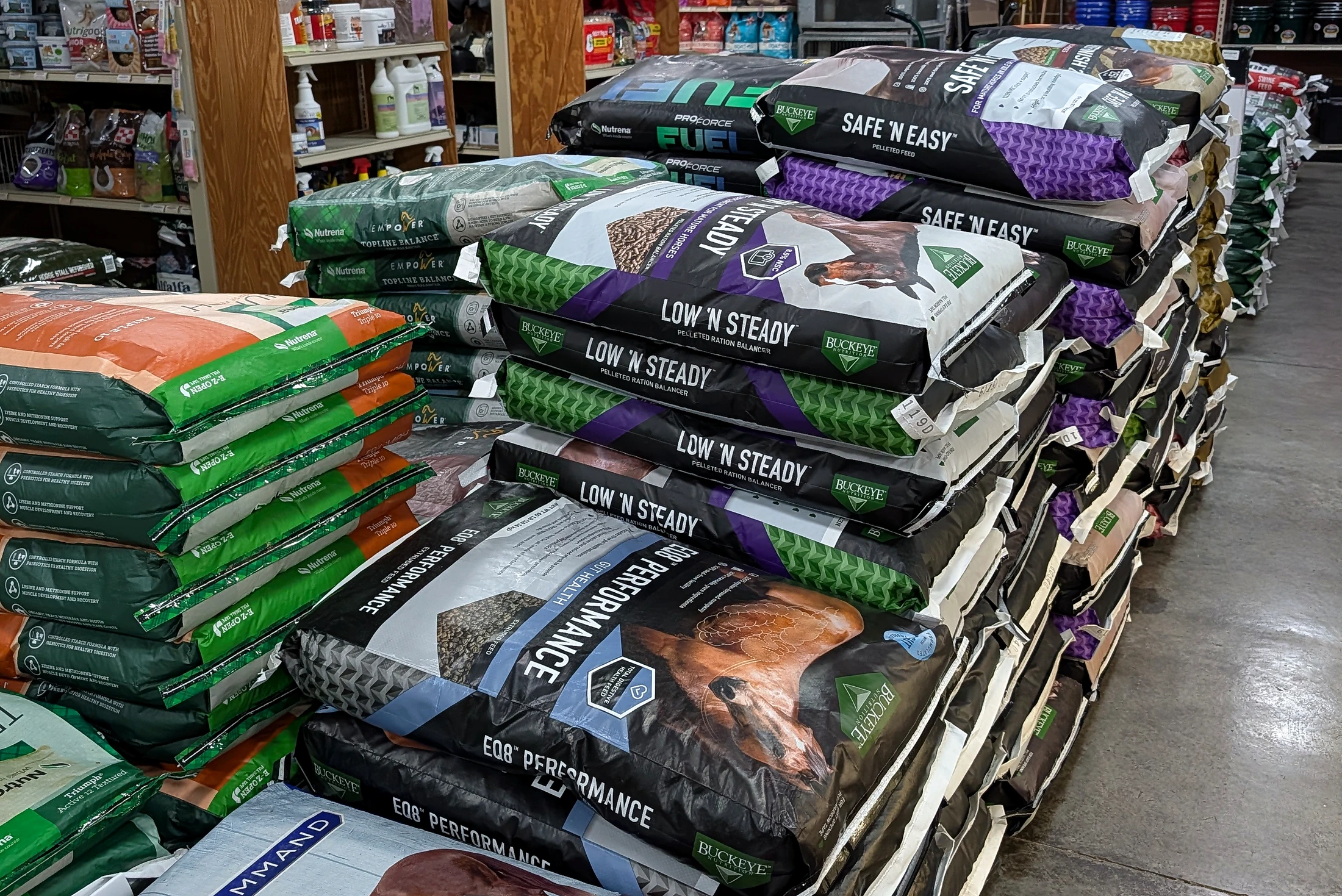 Horse feed stocked inside Farm Choice Country Store