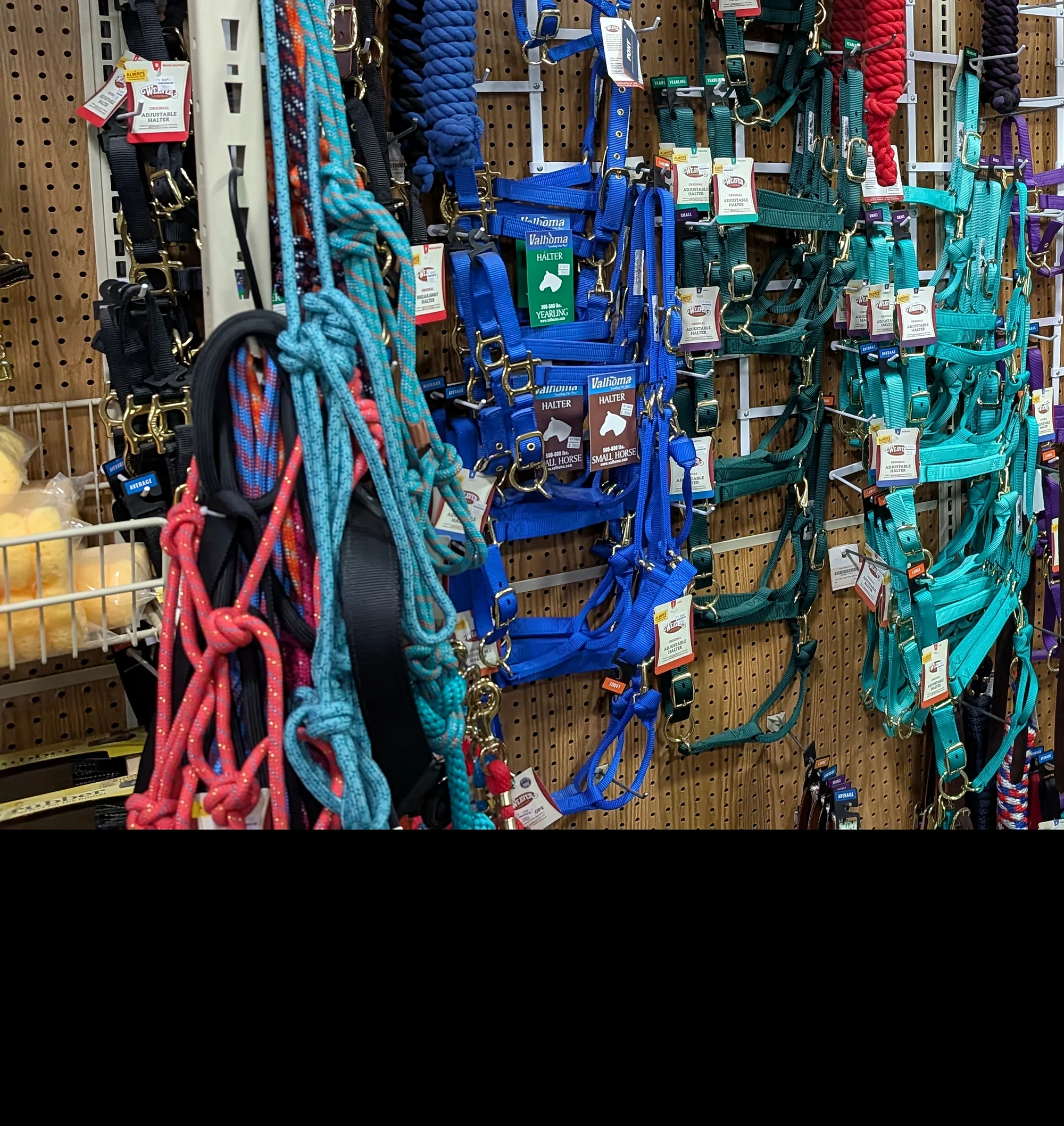 Horse tack and equine supplies photographed inside Farm Choice