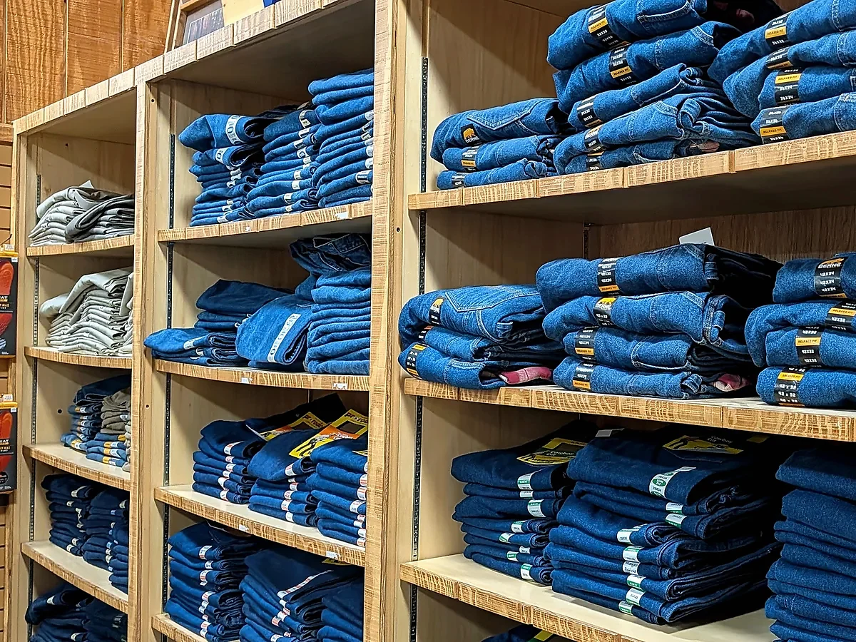 Jeans and workwear photographed at Farm Choice Country Store